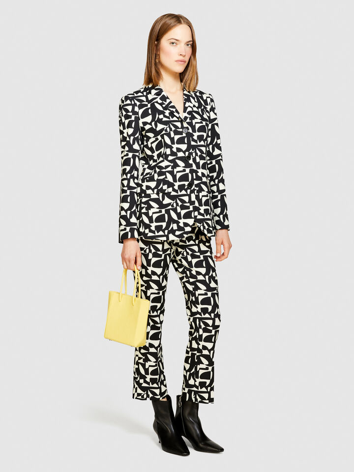 Printed slim fit blazer - women's jackets - Black | Sisley image number 1